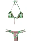 Amir Slama Printed Triangle Bikini Set In Green
