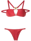 Amir Slama Metallic Embellishment Bikini Set In Red