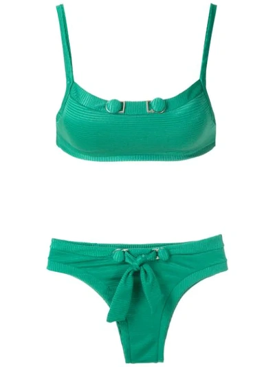 Amir Slama Front Tie Detail Bikini Set In Green