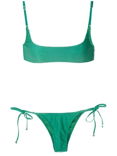 Amir Slama Ribbed Bikini Set In Green