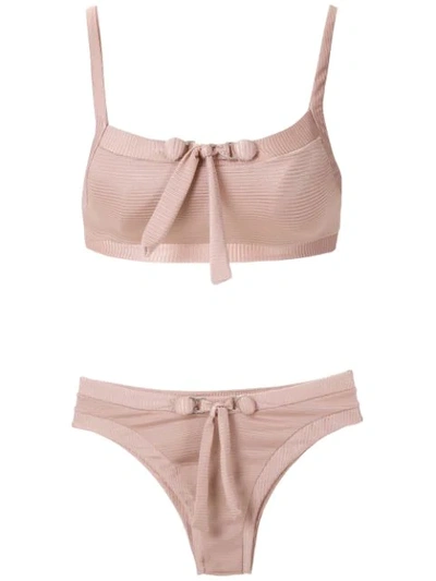 Amir Slama Front Tie Detail Bikini Set In Gold