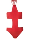 Amir Slama Cruz Cut Out Swimsuit In Red