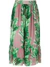 Amir Slama Printed Ruffle Skirt In Green