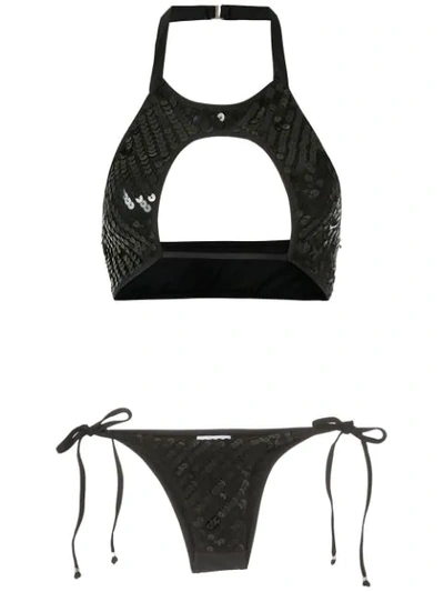 Amir Slama Sequinned Bikini Set In Black