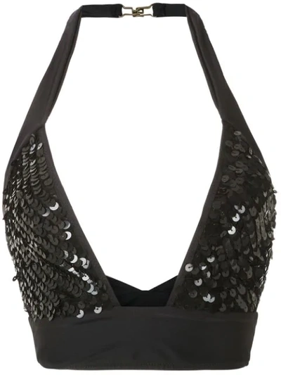 Amir Slama Sequinned Bikini Top In Black