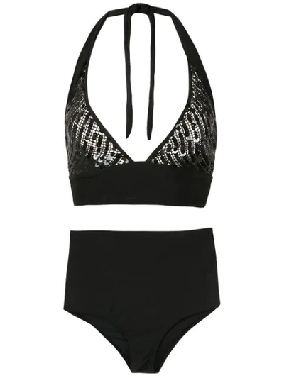 Amir Slama Sequinned Bikini Set In Black