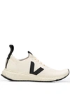 Rick Owens Veja Two Tone Low Top Sneakers In White