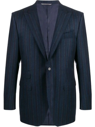 Canali Striped Fitted Blazer In Blue