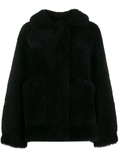 Yves Salomon Meteo Shearling Jacket In Black