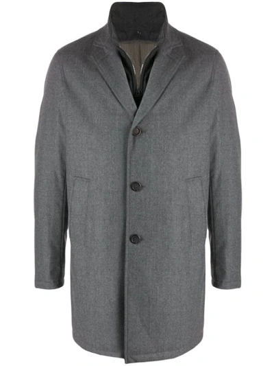 Canali Waterproof Button-up Coat In 201 Grey