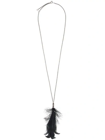 Ann Demeulemeester Long Feather Necklace In Black