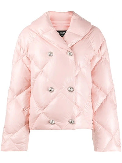 Balmain Double-breasted Puffer Jacket In Pink