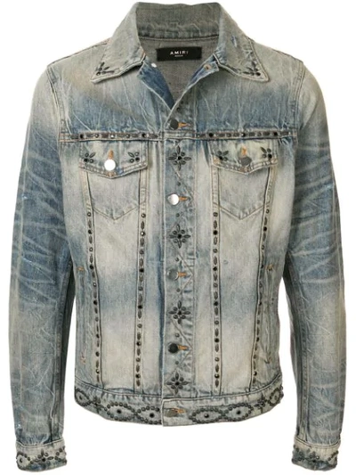 Amiri Studded Trucker Denim Jacket In Blue