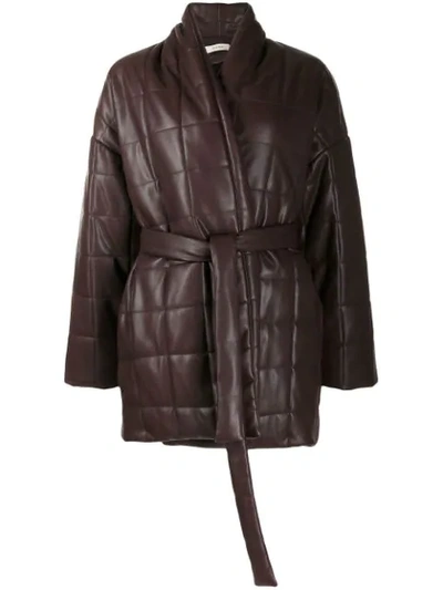 Aeron Belted Puffer Jacket In 163 Deep Wine