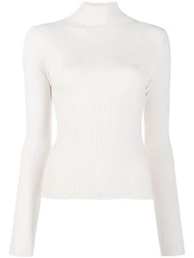 Aeron Ribbed Roll Neck Jumper In Neutrals
