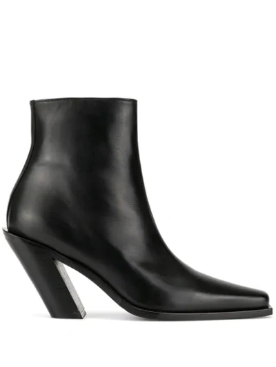 Ann Demeulemeester 100mm Pointy Western Ankle Boots In Black