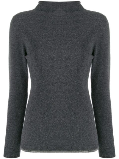 Fabiana Filippi Funnel Neck Fitted Sweater In Grey