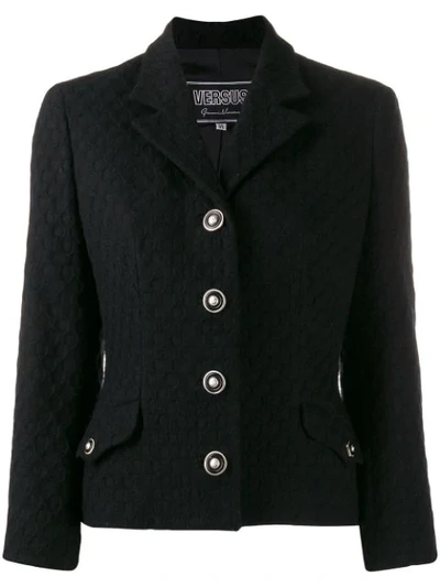 Pre-owned Versus 1990s Wave Knit Jacket In Black