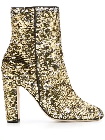 Paris Texas Sequin-embellished Ankle Boots In Gold