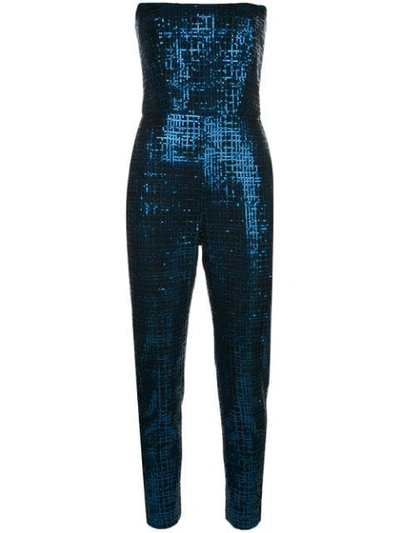 Michelle Mason Sequin-embellished Jumpsuit In Blue