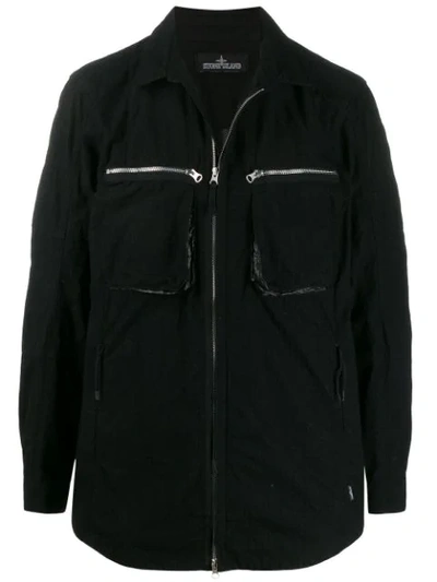 Stone Island Shadow Project Hooded Shell Sports Jacket In Black
