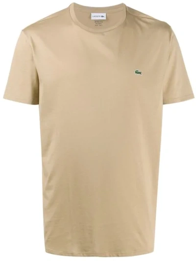 Lacoste Logo Embroidered T-shirt In Neutrals
