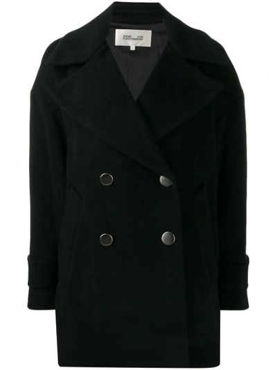 Diane Von Furstenberg Olivera Double Breasted Coat In Black