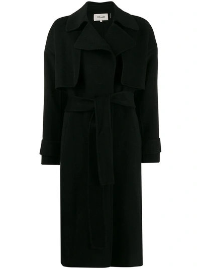 Diane Von Furstenberg Fann Belted Wool-felt Coat In Black