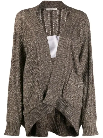 Mes Demoiselles Metallic Thread Cardigan In Neutrals