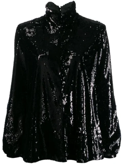 Racil Sequin Roll Neck Top In Black
