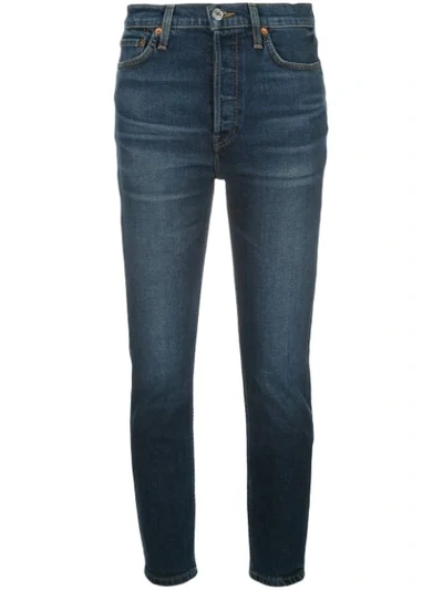 Re/done Faded Skinny Jeans In Blue