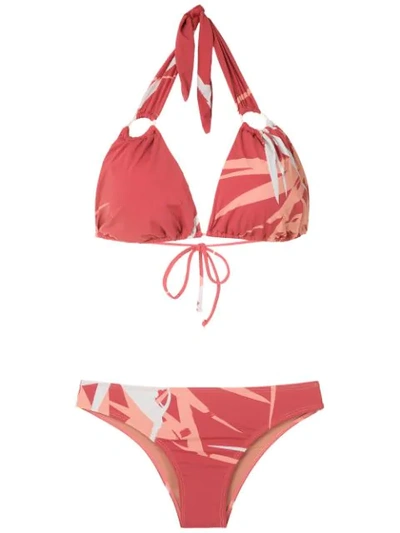 Brigitte Printed Triangle Bikini Set In Red