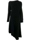 Loewe Asymmetric Knitted Dress In Black