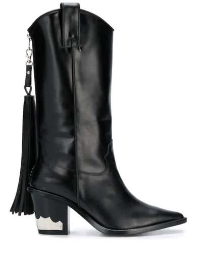 Toga Pointed Cowboy Boots In Black