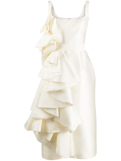 Parlor Ruffle Midi Dress In White