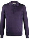 Canali Long Sleeved Polo Shirt In 970 Purple