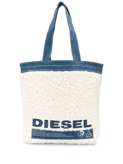 Diesel Logo Print Tote In Blue