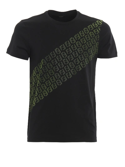 Fendi Neon  Art Motif T-shirt In Black
