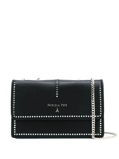 Patrizia Pepe Piping Medium Leather Bag With Studs In Black