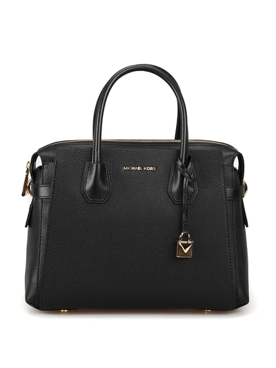 Michael Kors Mercer Pebbled Leather Tote In Black