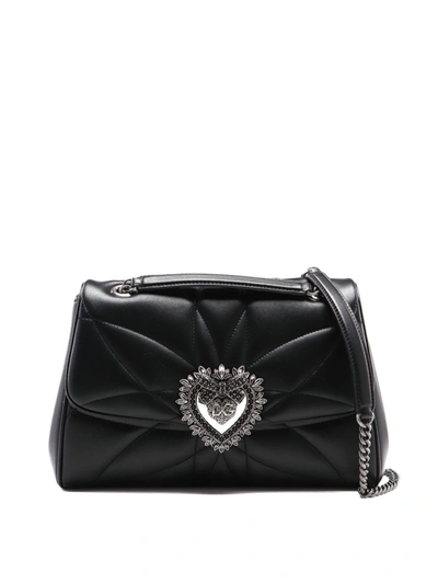 Dolce & Gabbana Black Nappa Devotion Large Bag