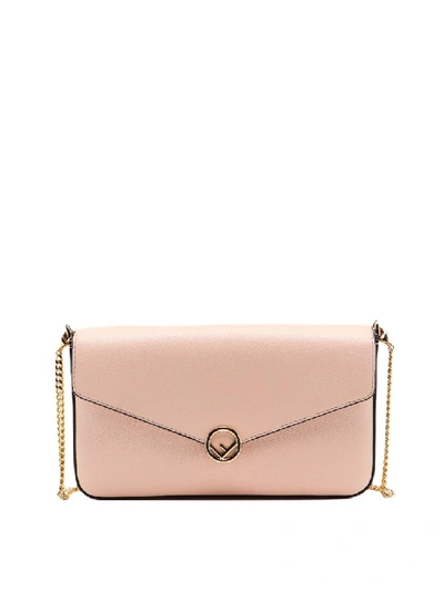 Fendi F Is  Pink Leather Cross Body Bag In Neutrals