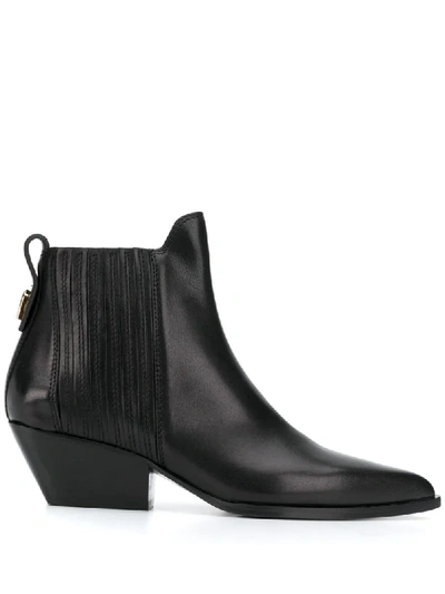 Furla Lady M Leather Ankle Boots In Black