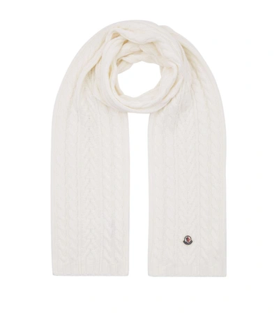 Moncler Wool Cable-knit Scarf In White
