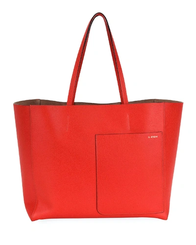 Valextra Borsa Shopping Tote Bag In Bright Red