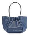 Proenza Schouler Large Ruched Smooth Leather Tote Bag In Navy