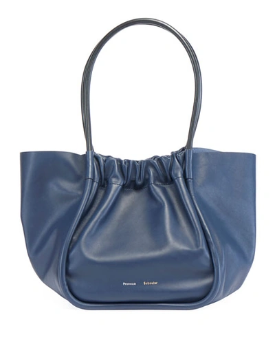 Proenza Schouler Large Ruched Smooth Leather Tote Bag In Dark Navy