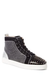 Christian Louboutin Men's Lou Spikes Orlato Mixed-media Sneakers In Version Black/ Black