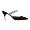 Christian Louboutin Planet Suede Spike-strap Red Sole Mules In Black