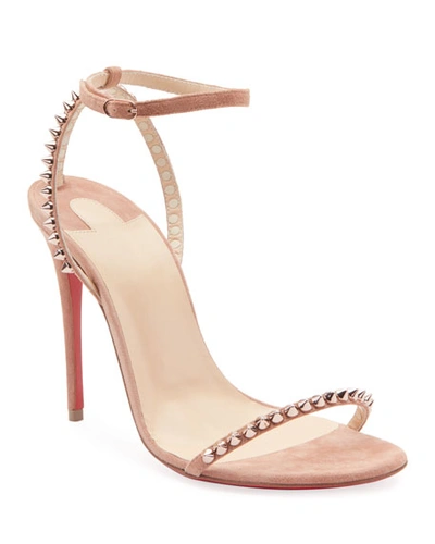Christian Louboutin So Me Spike Red Sole Sandals, Nude